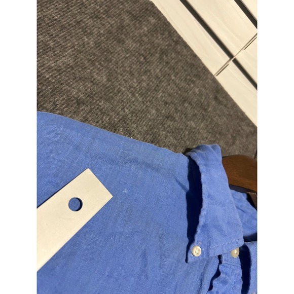 Polo ralph lauren RL Untucked fit linen shirt mens light blue long sleeve medium - Picture 6 of 8